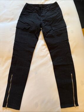 J Brand Black Slim Cargo Pants with Ankle Zippers